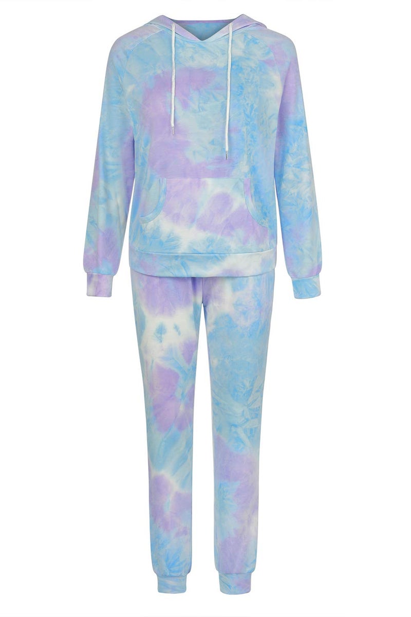 Fixmatti Women Tie Dye Set Long Sleeve Hoodie and Joggers Pant 2 Piece Sport Outfits L - Image 4